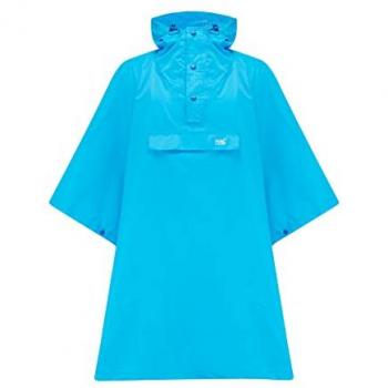 Neon Blue Packable Waterproof Poncho for Men & Women - Lightweight Rain Jacket