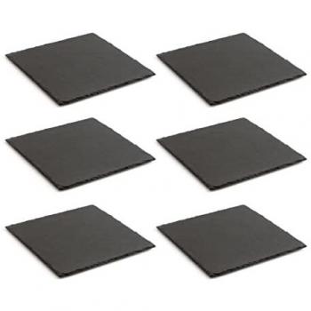 Set 6 Bandejas de Pizarra Gastro Fun 30x30cm - Negro Rugoso, Fácil de Limpiar, Reciclable, 100% Higiénico y Saludable