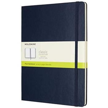 Cuaderno Moleskine XL Tapa Dura Liso Color Azul Zafiro 19 x 25 cm 192 Hojas
