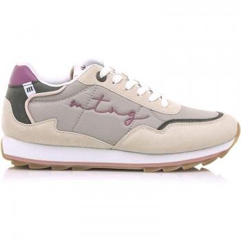 Mustang Zapatillas Deportivas para Mujer Gris con Logo Bordado en Morado
