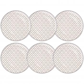 Com Amsterdam 6X3695 con Set de 6 platos llanos, diámetro de 27 cm, diseño de Flor de lys de colour gris