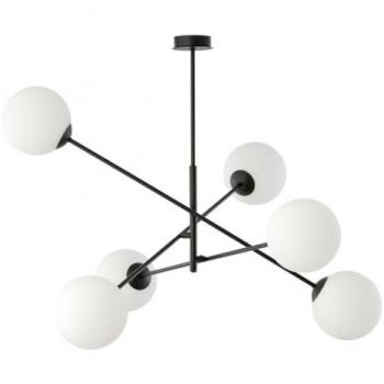 Lámpara de Suspensión Lineal Epikasa, Acero con Recubrimiento de Polvo y Vidrio, Negro y Blanco, 102x51x102 cm