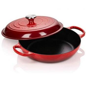 Le Creuset Evolution Low Cocotte Braiser 30 cm Cerise with Black Interior