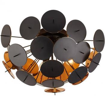 Plafón Discus Plástico Negro 3 bombillas 27cm
