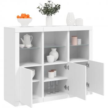 Aparador con luz LED 3 pzas madera de ingeniería, Mueble de Almacenaje de Salón, Armarios con Puertas, Cajón de Madera, Buffet para salón Moderno, Armario Auxiliar, Armario de