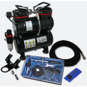 Set de aerografía para principiantes con compresor AS196, aerógrafo DA128 y múltiples accesorios