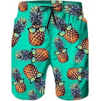 RAISEVERN Bañador para Hombre Divertido Piña Impreso Surf Traje de Vacaciones Playa Baño Traje de baño Pantalones Cortos de Secado rápido