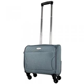 Maletín Trolley Equipaje de Mano Gris con 4 Ruedas Giratorias y Compartimiento Comercial Piloto Médico