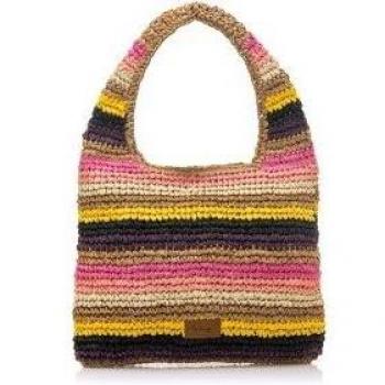 Bolso de hombro Mustang Sison Multicolor en Rafia Trenzada con Cierre de Cremallera