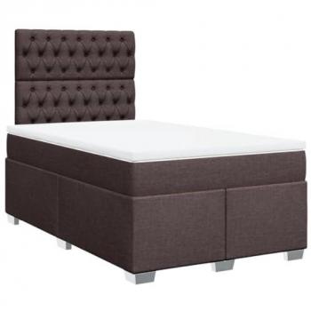 Cama box spring con colchón de tela marrón oscuro 120x200 cm