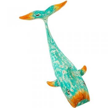 Figura Decorativa Ballena Verde de Hierro 34 x 19 x 21 cm