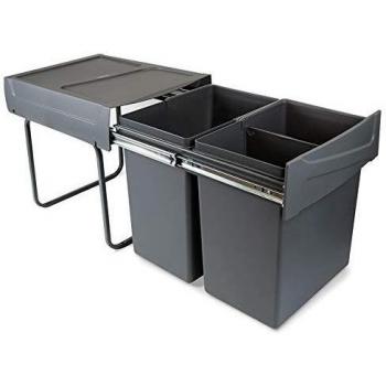Contenedores de reciclaje Recycle para cocina, 2 x 20 L, fijación inferior y extracción manual