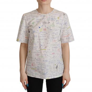 Dolce & Gabbana White Cotton Algebra Print Short Sleeves Top - IT42|M, Female T-Shirt, Size: S