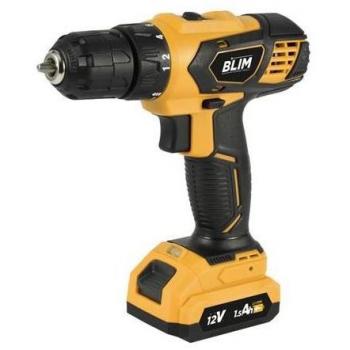 Taladro Inalámbrico Blim 12V 1.5Ah, Par Máximo 28Nm, Doble Velocidad 0-400/0-1500rpm, Color Amarillo