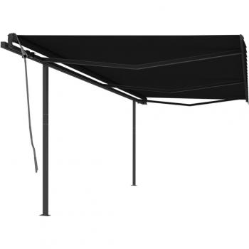 Toldo retráctil manual con postes antracita de 6x3 m