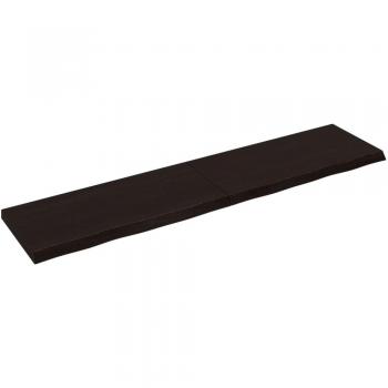 Estante de pared de madera maciza de roble tratado marrón oscuro 220 x 50 x (2-6) cm