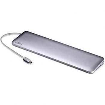 ATEN UH3234 - Base (Alámbrico, USB 3.0 (3.1 Gen 1) Type-C, USB Tipo A, 10,100,1000 Mbit/s, Plata, MicroSD (TransFlash),SD)