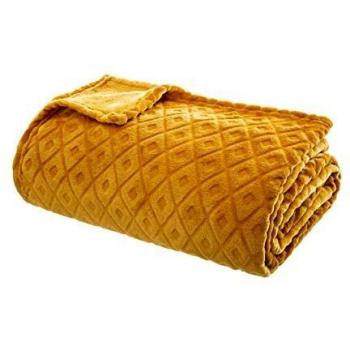 Manta de Franela 3D Losange 180x230 cm Amarillo Mostaza