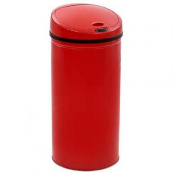vidaXL Cubo de Basura con Sensor 52L Rojo Papelera Basurero Tacho Cesto Bote