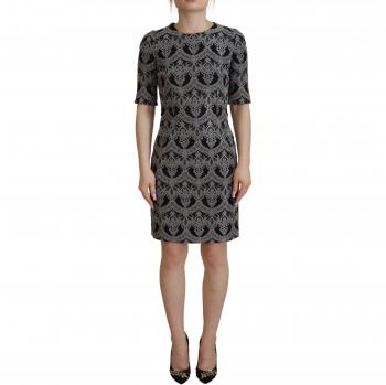 Dolce & Gabbana Black Gray Jacquard Sheath Bodycon Dress - IT44 | L