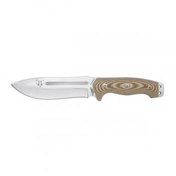 Cudeman Cuchillo de Supervivencia 126-X-K Spartan con Mango micarta marrón con Separador, Funda kydex marrón, Hoja de 16 cm + Tarjeta Multiusos y pañuelo Desenfunda de Regalo