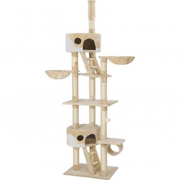 Rascador para gatos Hansi - árbol rascador con 2 casetas, varias alturas, 3 plataformas de descanso, acabado de calidad superior y estructura robusta, incluye columnas de sisal y juguete para gatos