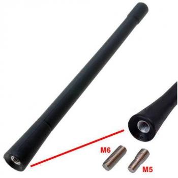AutoScheich® Universal 16 cm Antena de goma para coche antena de varilla corta Antena Base Socket de radio Navi FM/AM GPS GSM antena DAB + tejado M6 M5 adaptador