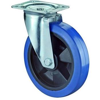 Rueda Lenkrolle 160mm con capacidad de carga de 300 kg, placa de plástico azul L138xB109 mm