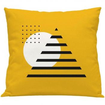 Funda Cojín Infantil Pirámide Amarillo - Cremallera Invisible - Lavable y Sin Plancha - 100% Poliéster