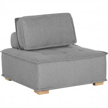 Sofá Modular de 1 Plaza en Poliéster Gris con Patas de Madera Sólida, Asiento Acolchado y Funda Desmontable - Modelo Tibro