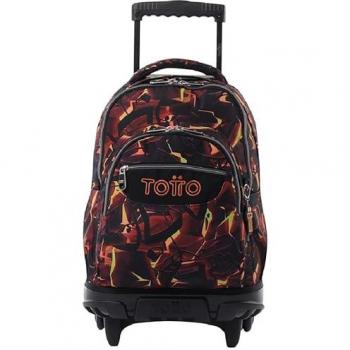 Mochila Escolar con Ruedas TOTTO Renglones Flash, Capacidad 26,21 Litros, Bolsillo para PC 14, Bolsillo para Botella, Correas en S para Mayor Comodidad, Resistente,