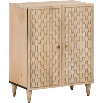 Armario auxiliar de madera maciza de mango 60x33x75 cm, mueble de almacenaje moderno para salón, buffet y armario de almacenamiento