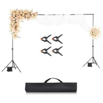 VEVOR Adjustable Portable Backdrop Stand Kit, 6.5 x 10 ft (198 x 300 cm), with 5 Crossbars for Wedding, Photo Video Studio & Party