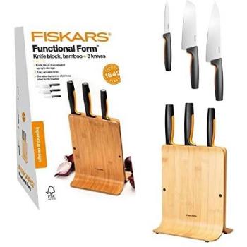 Juego de 3 cuchillos en bloque de bambú Fiskars Functional Form 1057553