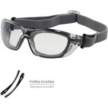 Gafas de seguridad acolchadas con cristales transparentes y patillas engomadas EN/166
