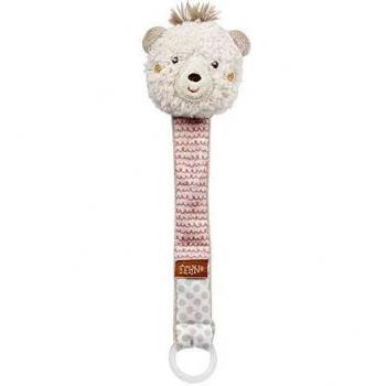FEHN 058147 - Soporte para chupete con sonajero y cabeza de animal, apto para todos los chupetes estándar, compañero perfecto para bebés y niños pequeños a partir de 0 meses