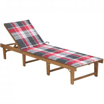 Folding Acacia Wood Sun Lounger with Cushion