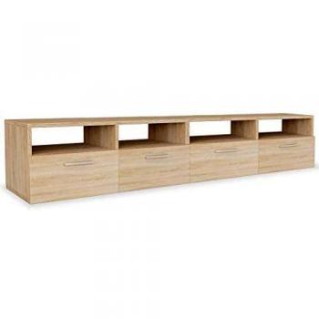 vidaXL Mueble Salón TV Aglomerado 2 Pzas Roble Soporte Mesa Mesilla Auxiliar