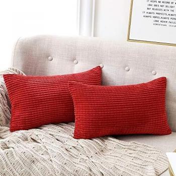 Deconovo Funda para cojin Prodector del Mueble Decorativa Cuadrada 2 Piezas 30x50cm Rojo