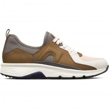 CAMPER Drift Women's Sneakers - Grey/Brown/White, Size 36/6, Smooth Leather & Cotton Fabric