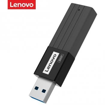 Lector de Tarjetas de Memoria USB 3.0 2 en 1 Lenovo D231 con Doble Slot para TF y SD, Adaptador de Seguridad, Color Negro