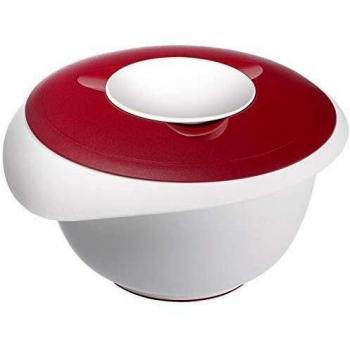 Westmark Bol para mezclar y hornear con tapa de dos partes, 2.5 l, Con pico, Plástico, Blanco/rojo, 3153227R