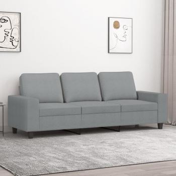 Sofá de 3 plazas gris claro en tela de 180 cm