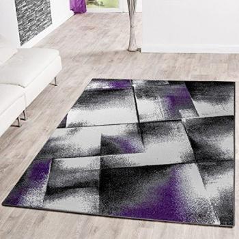 Designer Alfombra Moderna Salón pelo corto Alfombra lila crema gris, 120 x 170 cm