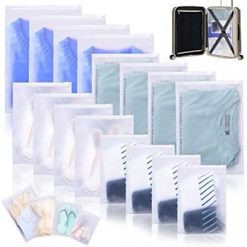 16Pcs Organizadores de Embalaje de Viaje, Bolsas de Almacenamiento de Viaje para ropa Multifuncional Impermeable Transparente Bolsa de Cosméticos Ropa Interior Zapatos Embalaje Conjunto de Bolsa