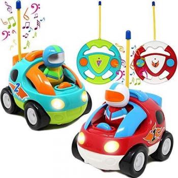 2 Paquetes de Radio de Coche de Carreras RC Juguete Remoto con música y Sonido para niños Relleno de Cesta de Pascua y Navidad