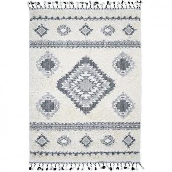 Alfombra con relieve losanges crema 120 x 170 cm