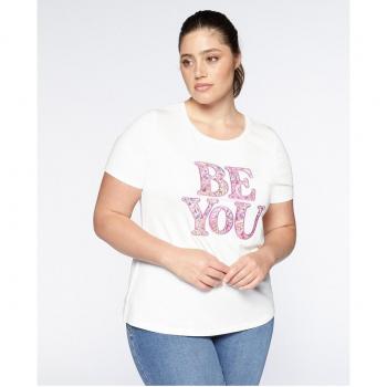 Camiseta de mujer con mensaje frontal de manga corta