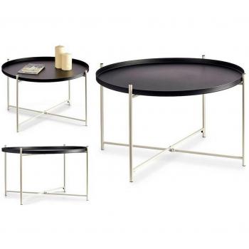 Mesa Auxiliar Gift Decor Negro Blanco Metal 76,5 x 46 x 76,5 cm