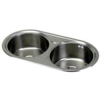 Cata 2604209 Fregadero de Cocina | Modelo R 2 AG | 2 cubetas Redondas | Mueble de 90 cm | Profundidad de 18 cm | Incluye Accesorios, Acero Inoxidable
